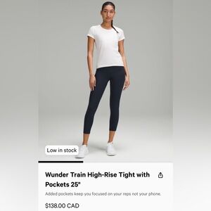 Lululemon wunder train high rise leggings with pockets